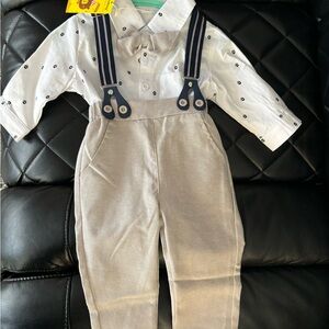 Stylish Baby Outfit with Bow Tie and Suspenders